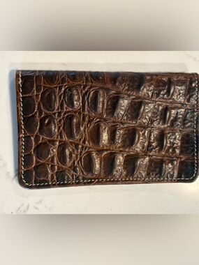 Brahmin Brown Croc Embossed bi fold Wallet